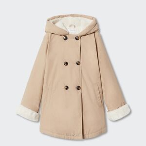 Mango Kids Tan Hooded Pea Coat